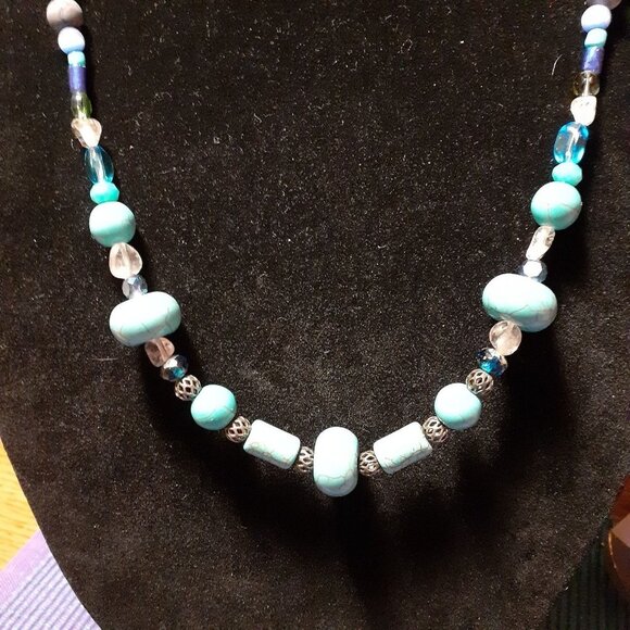 Handmade Gemstone, Crystal, and Glass Bead Necklace 24" - Picture 4 of 6